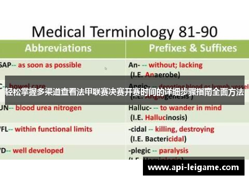 轻松掌握多渠道查看法甲联赛决赛开赛时间的详细步骤指南全面方法